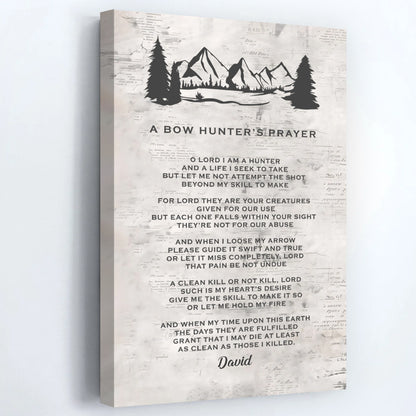 Personalized “A Bow Hunter’s Prayer” Canvas / Poster - Custom Wall Art Gift for Bow Hunters