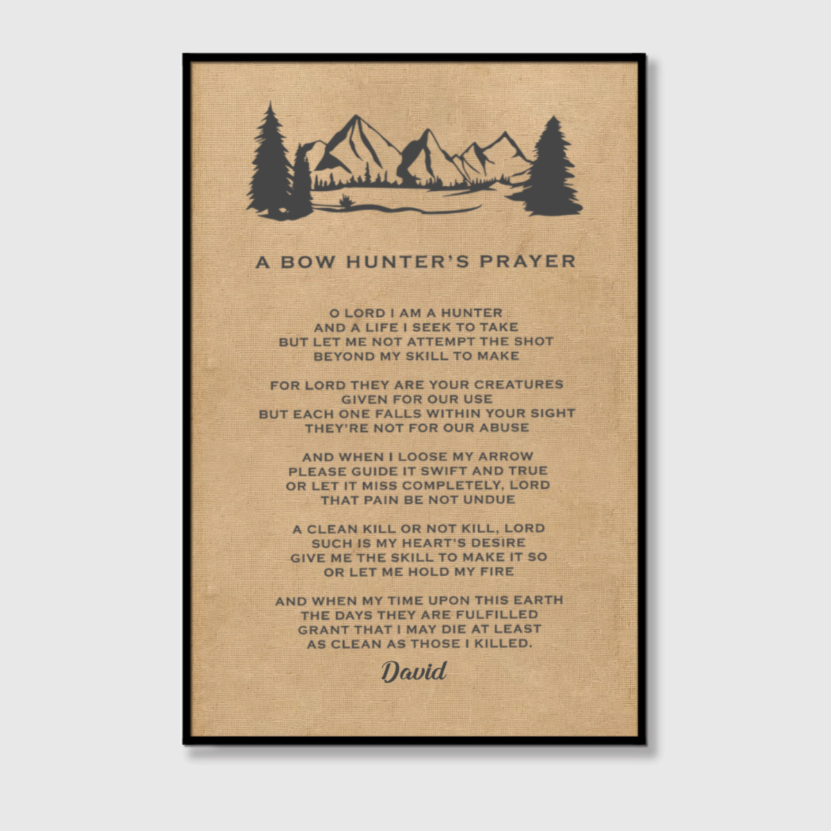 Personalized “A Bow Hunter’s Prayer” Canvas / Poster - Custom Wall Art Gift for Bow Hunters