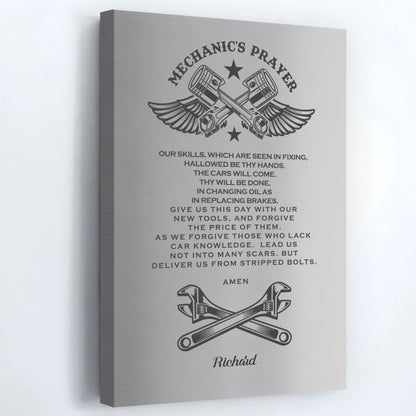 Personalized Mechanic’s Prayer Canvas / Poster - Custom Wall Art Gift for Mechanics