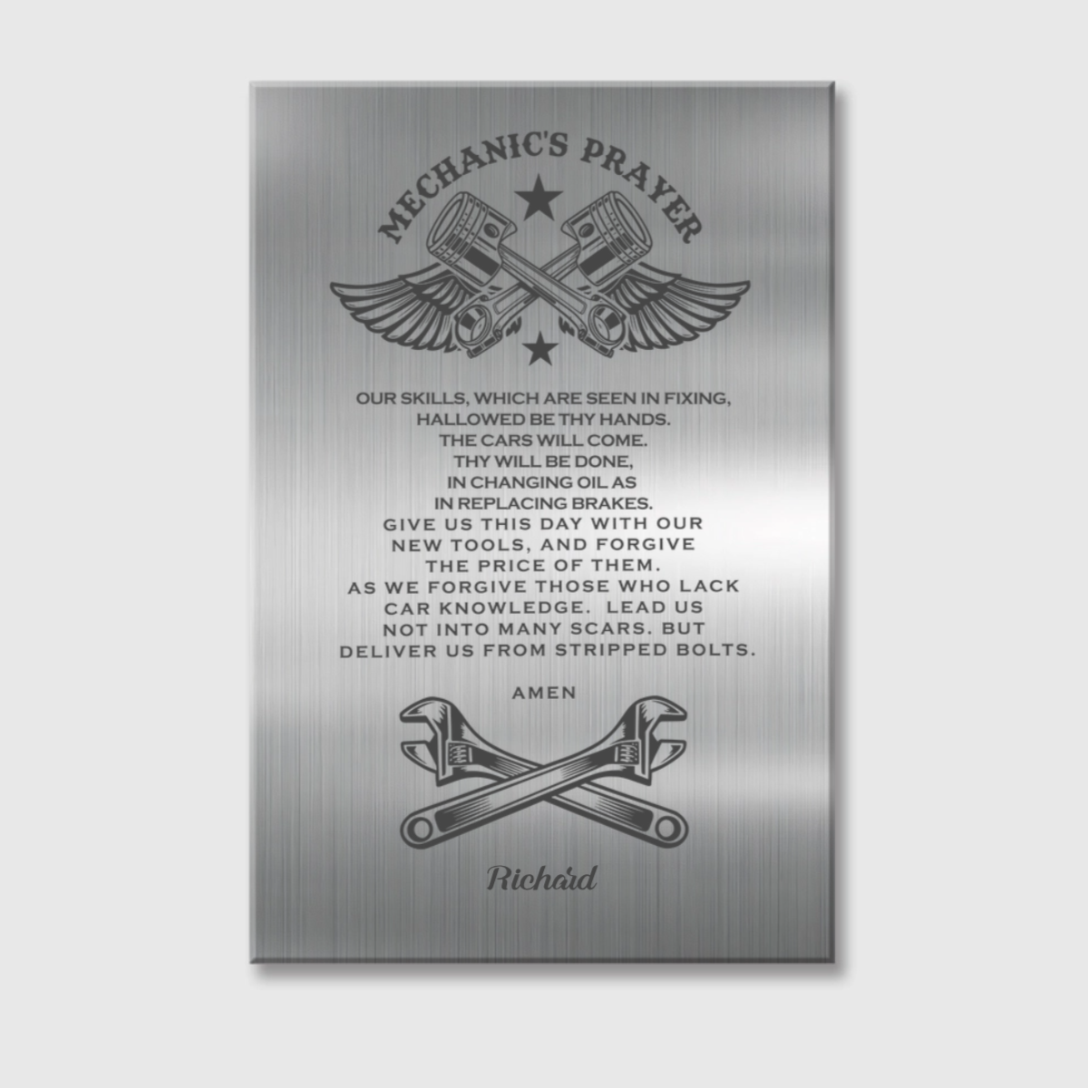 Personalized Mechanic’s Prayer Canvas / Poster - Custom Wall Art Gift for Mechanics