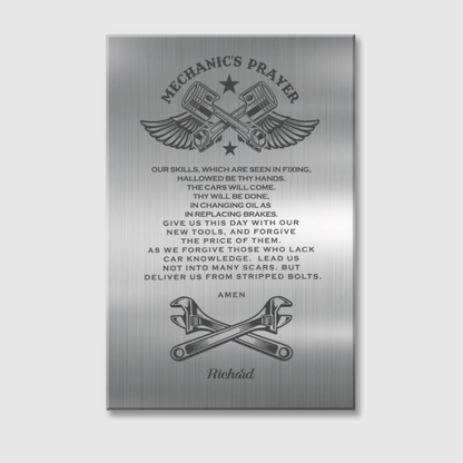 Personalized Mechanic’s Prayer Canvas / Poster - Custom Wall Art Gift for Mechanics