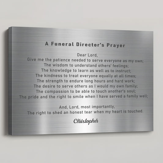 Personalized Funeral Director’s Prayer Canvas / Poster - Custom Wall Art Gift for Funeral Directors
