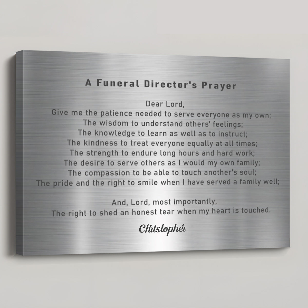 Personalized Funeral Director’s Prayer Canvas / Poster - Custom Wall Art Gift for Funeral Directors