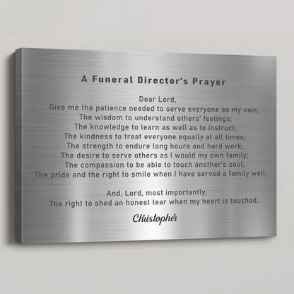Personalized Funeral Director’s Prayer Canvas / Poster - Custom Wall Art Gift for Funeral Directors