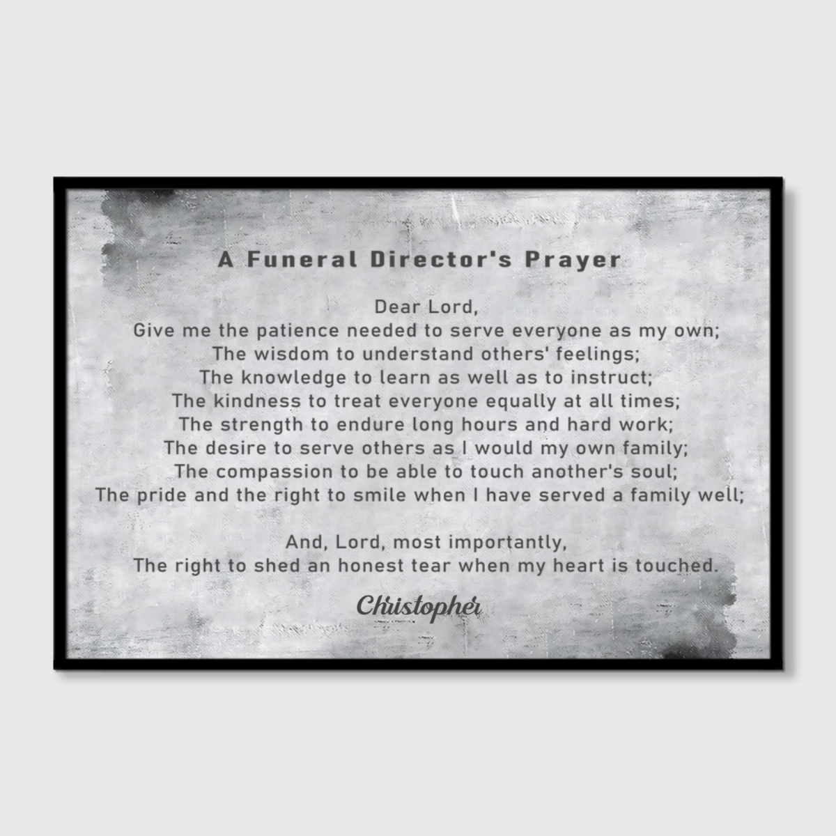 Personalized Funeral Director’s Prayer Canvas / Poster - Custom Wall Art Gift for Funeral Directors