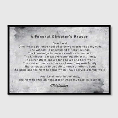 Personalized Funeral Director’s Prayer Canvas / Poster - Custom Wall Art Gift for Funeral Directors