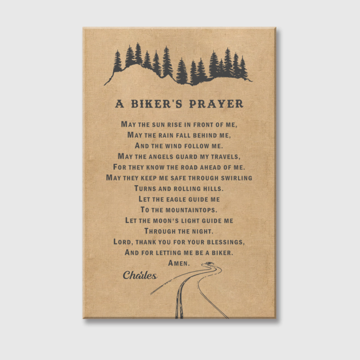 Personalized Biker’s Prayer Canvas / Poster - Custom Wall Art Gift for Bikers
