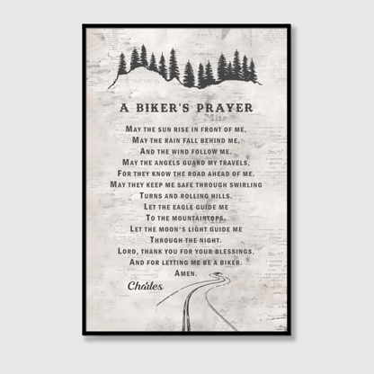 Personalized Biker’s Prayer Canvas / Poster - Custom Wall Art Gift for Bikers
