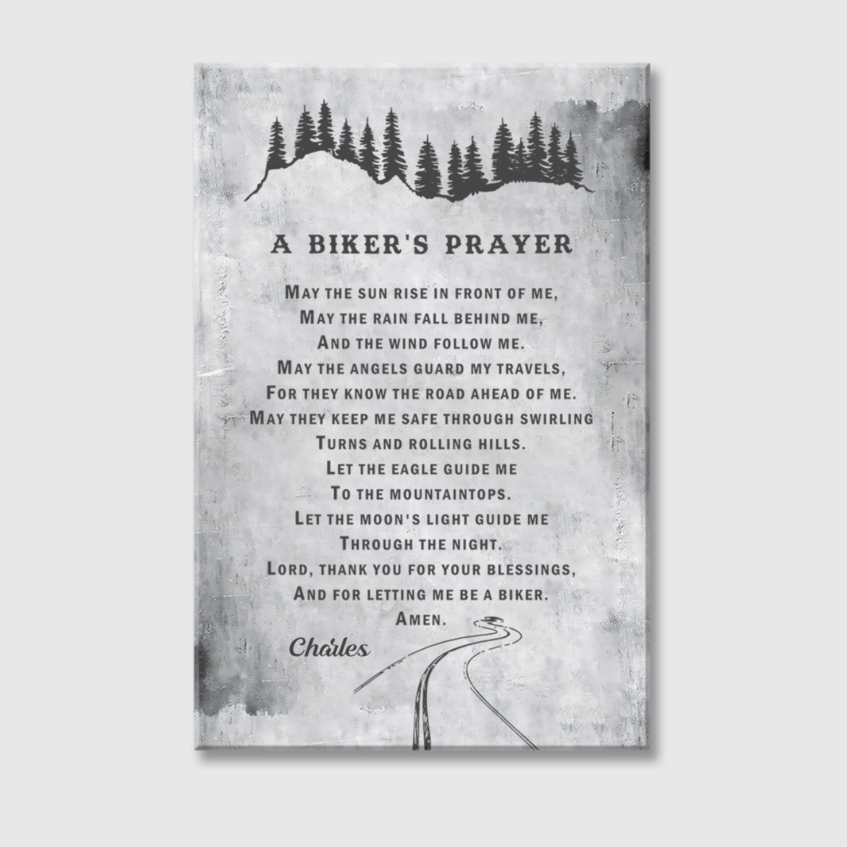 Personalized Biker’s Prayer Canvas / Poster - Custom Wall Art Gift for Bikers