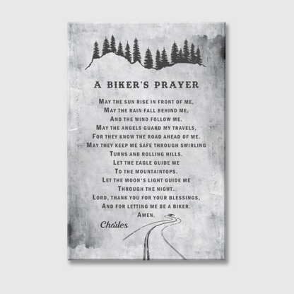 Personalized Biker’s Prayer Canvas / Poster - Custom Wall Art Gift for Bikers