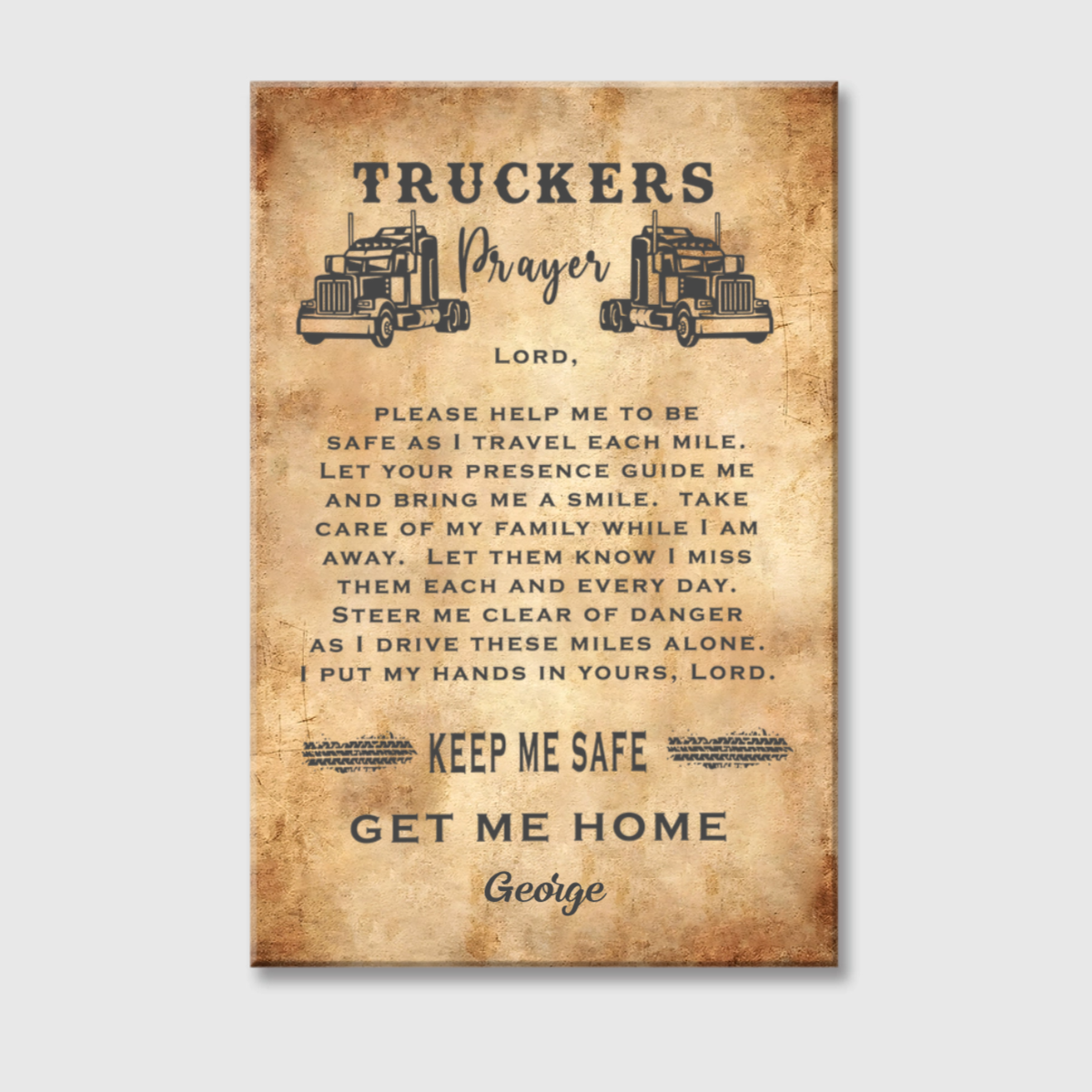 Personalized Trucker’s Prayer Canvas / Poster - Custom Wall Art Gift for Truckers
