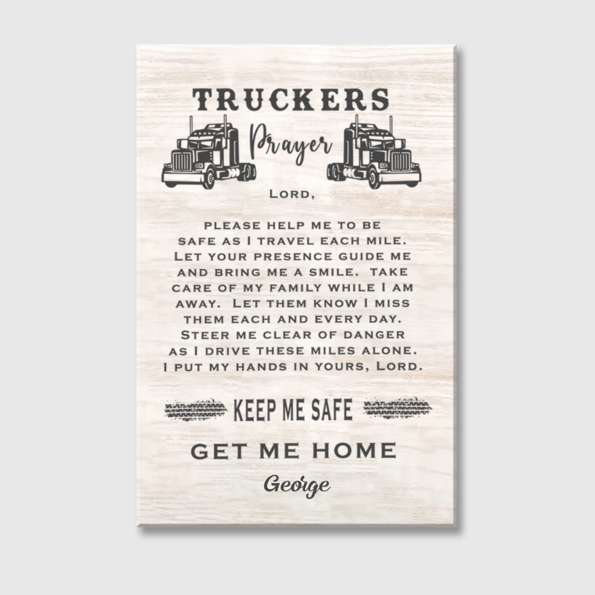 Personalized Trucker’s Prayer Canvas / Poster - Custom Wall Art Gift for Truckers