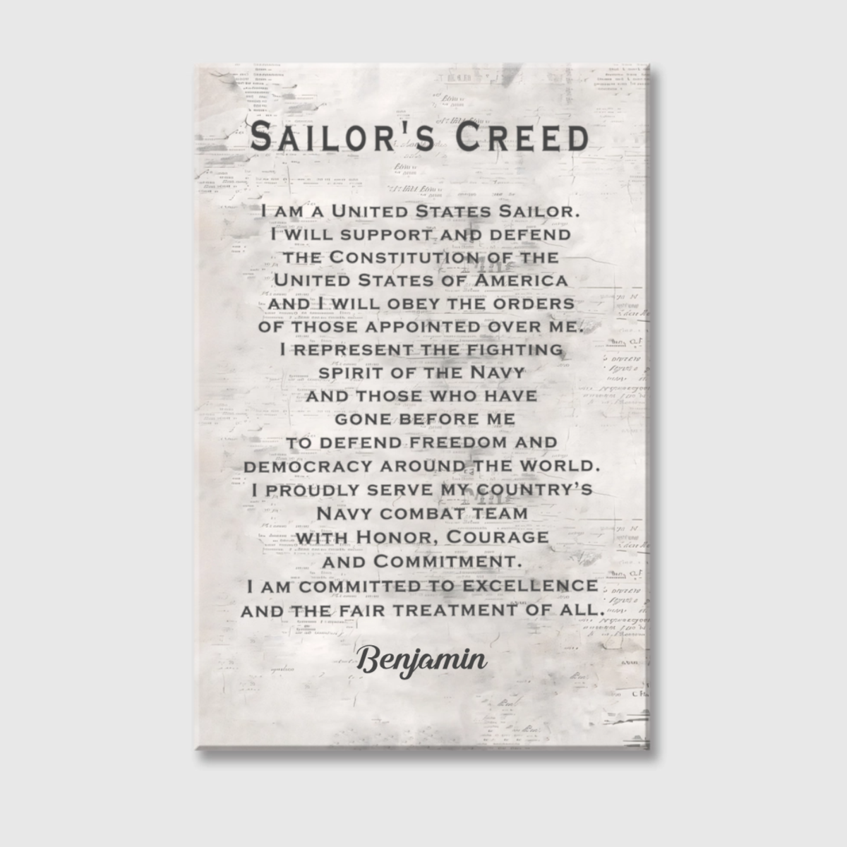 Personalized Sailor’s Creed Canvas / Poster - Custom Military Wall Art Gift for Sailors