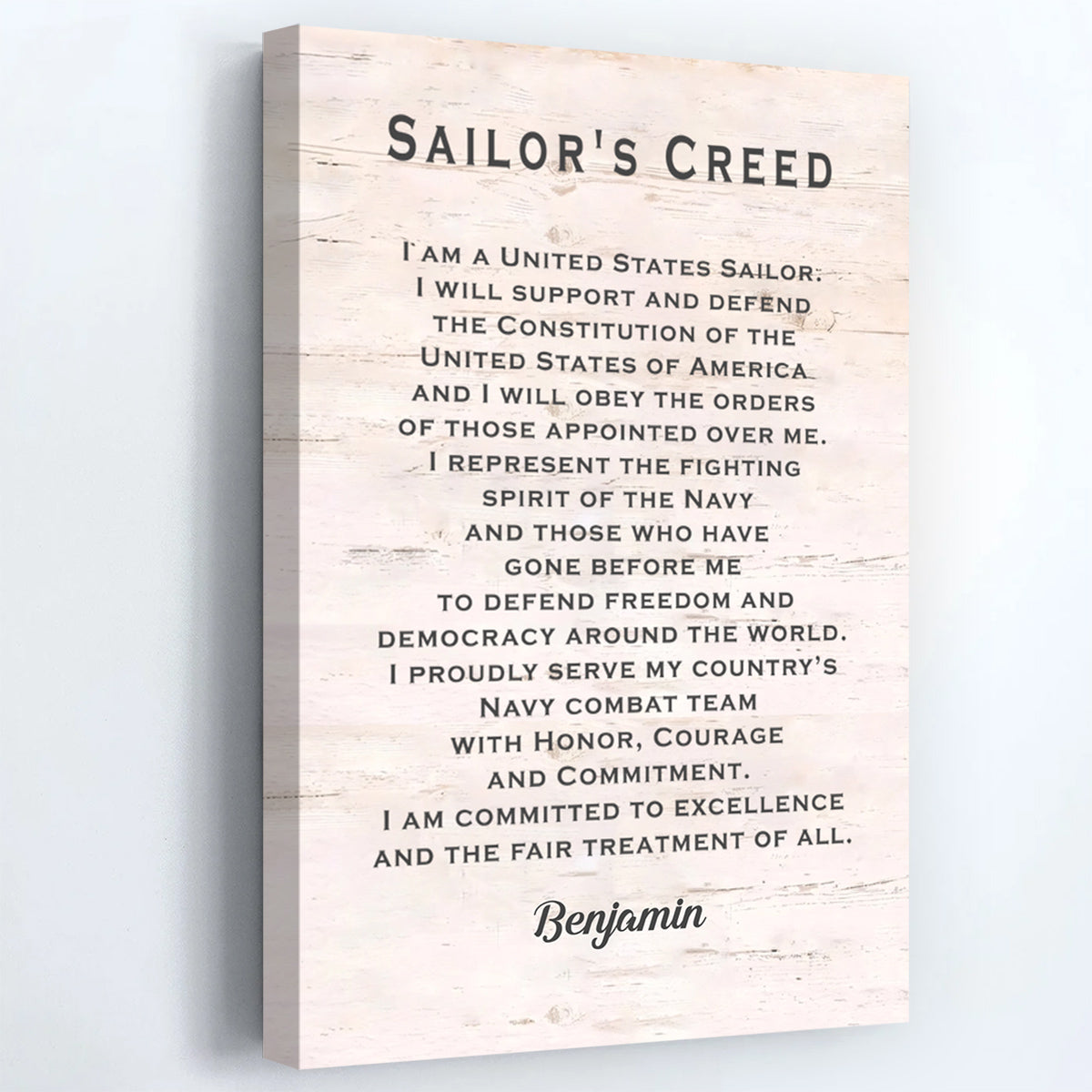 Personalized Sailor’s Creed Canvas / Poster - Custom Military Wall Art Gift for Sailors