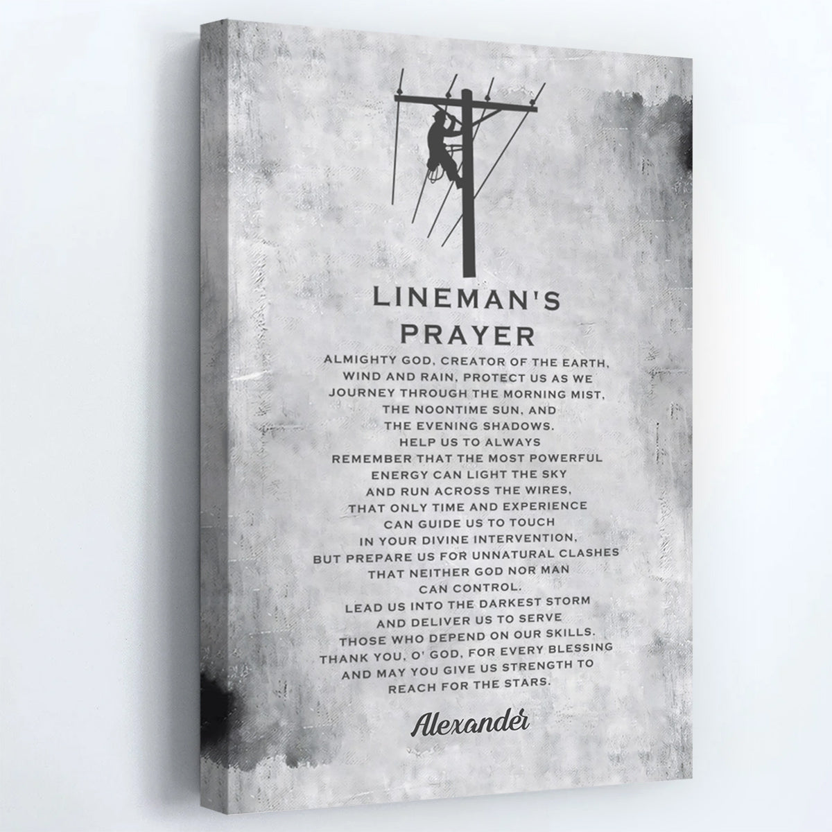 Personalized Lineman’s Prayer Canvas / Poster - Custom Wall Art Gift for Linemen