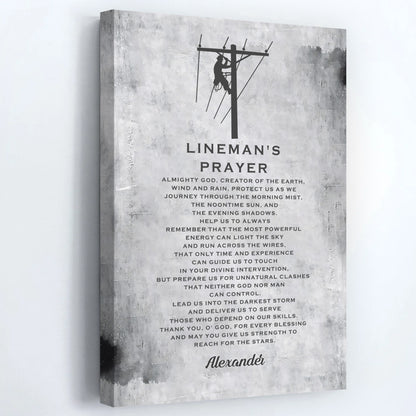 Personalized Lineman’s Prayer Canvas / Poster - Custom Wall Art Gift for Linemen