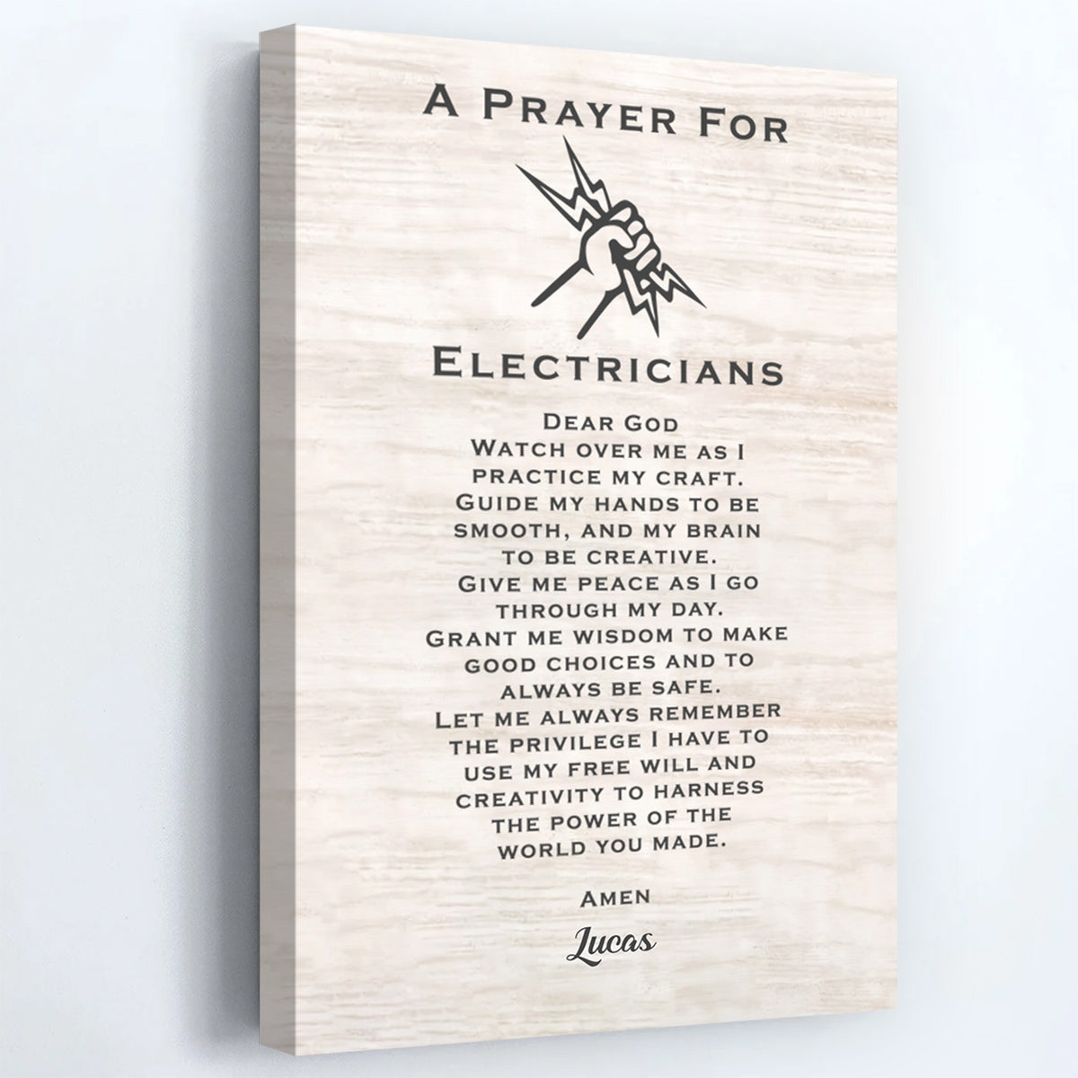 Personalized Electrician’s Prayer Canvas / Poster - Custom Wall Art Gift for Electricians