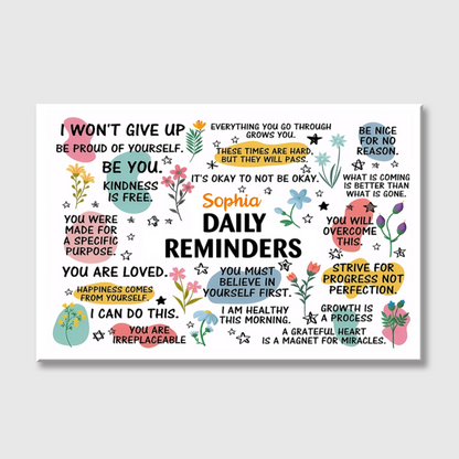 Personalized Daily Reminders Canvas / Poster - Custom Inspirational Wall Art Gift