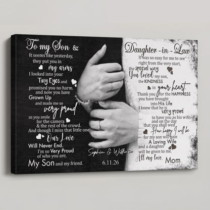 "To My Son & Daughter-in-Law" Personalized Wedding Canvas / Poster - Custom Anniversary Gift for Couples from Mom