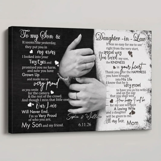 "To My Son & Daughter-in-Law" Personalized Wedding Canvas / Poster - Custom Anniversary Gift for Couples from Mom