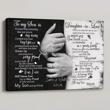 "To My Son & Daughter-in-Law" Personalized Wedding Canvas / Poster - Custom Anniversary Gift for Couples from Mom
