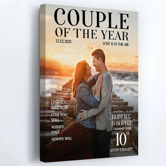 "Couple Of The Year" Magazine Cover Personalized Canvas / Poster - Custom Anniversary Photo Gift for Husband & Wife