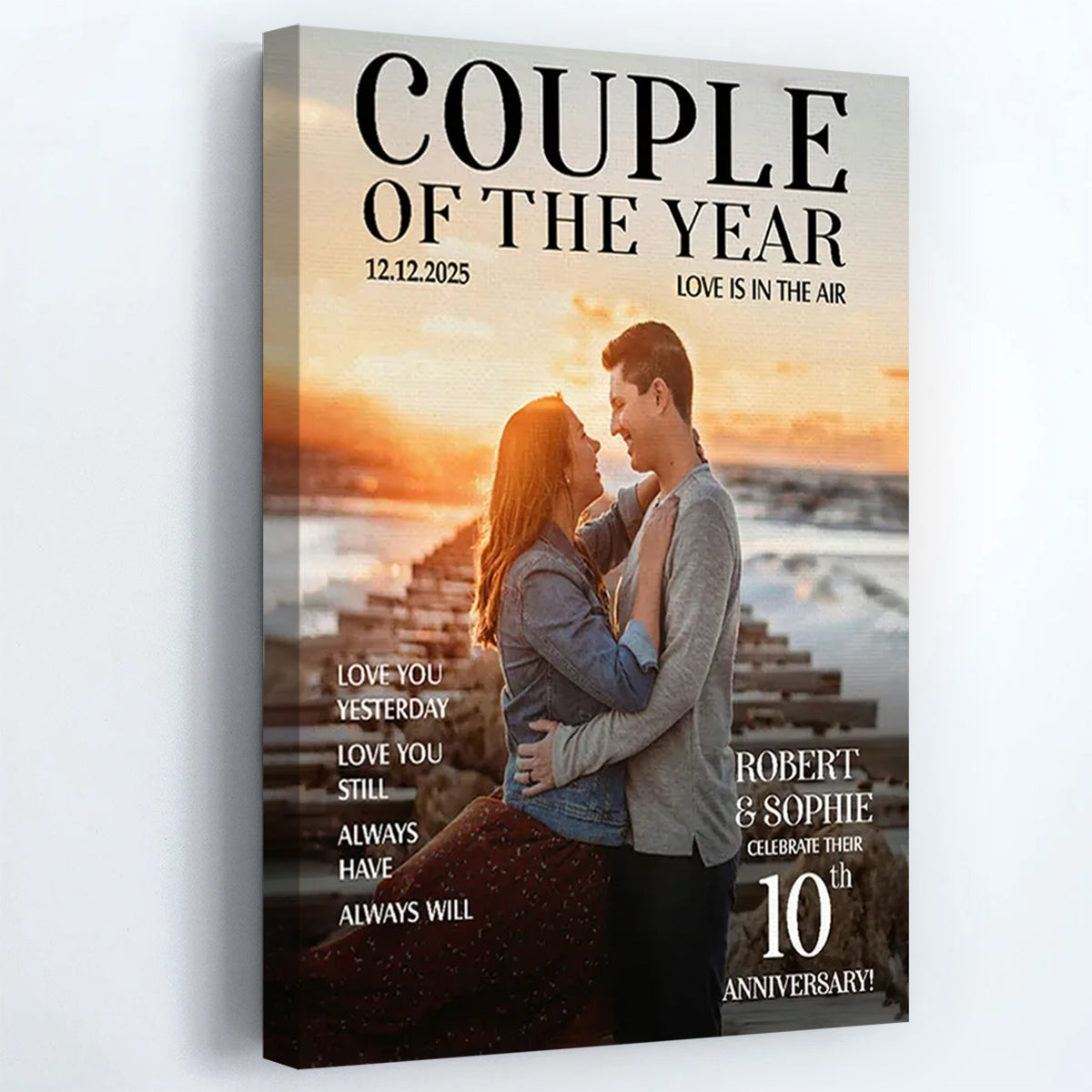 "Couple Of The Year" Magazine Cover Personalized Canvas / Poster - Custom Anniversary Photo Gift for Husband & Wife