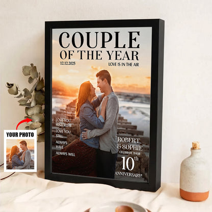 "Couple Of The Year" Magazine Cover Personalized Canvas / Poster - Custom Anniversary Photo Gift for Husband & Wife