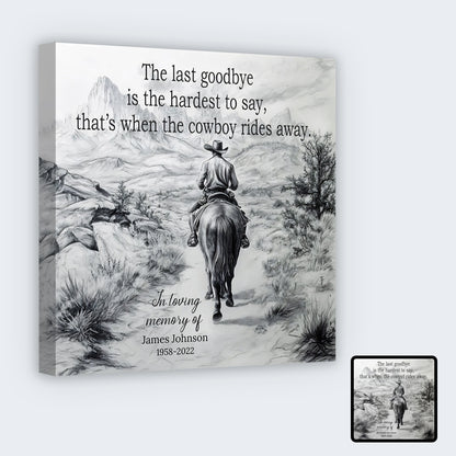 Personalized Cowboy Memorial Square Canvas - Custom Memorial Gift for Loss of a Family Member