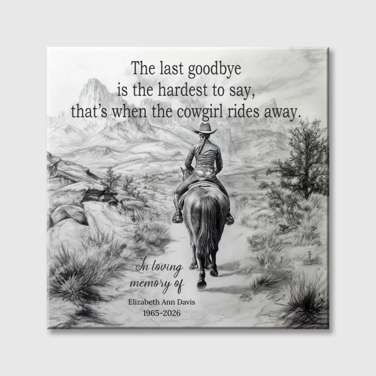 Personalized Cowboy Memorial Square Canvas - Custom Memorial Gift for Loss of a Family Member