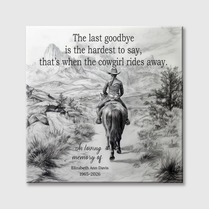 Personalized Cowboy Memorial Square Canvas - Custom Memorial Gift for Loss of a Family Member