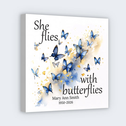 Personalized Memorial Butterfly Square Canvas - Custom Remembrance Gift for Loved Ones