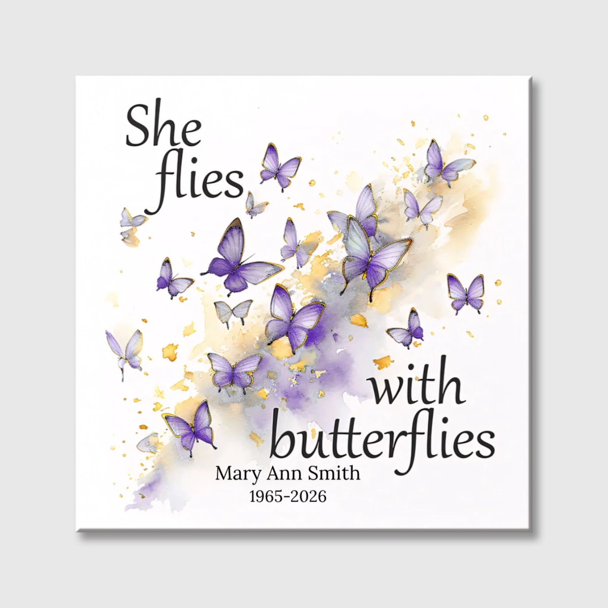 Personalized Memorial Butterfly Square Canvas - Custom Remembrance Gift for Loved Ones
