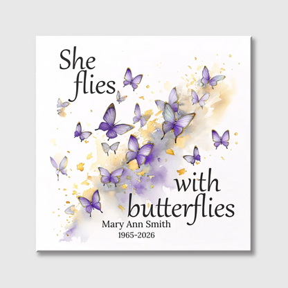 Personalized Memorial Butterfly Square Canvas - Custom Remembrance Gift for Loved Ones