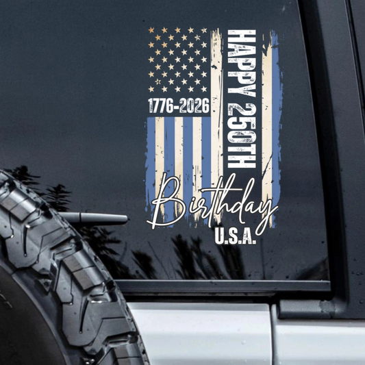 USA 250th Birthday - Personalized Stars & Stripes Sticker