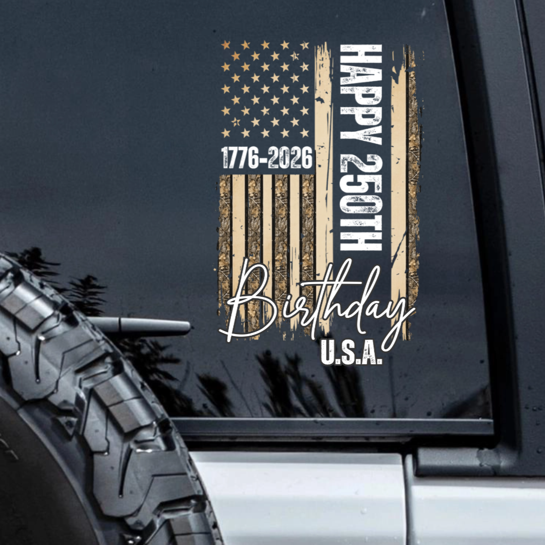 USA 250th Birthday - Personalized Stars & Stripes Sticker
