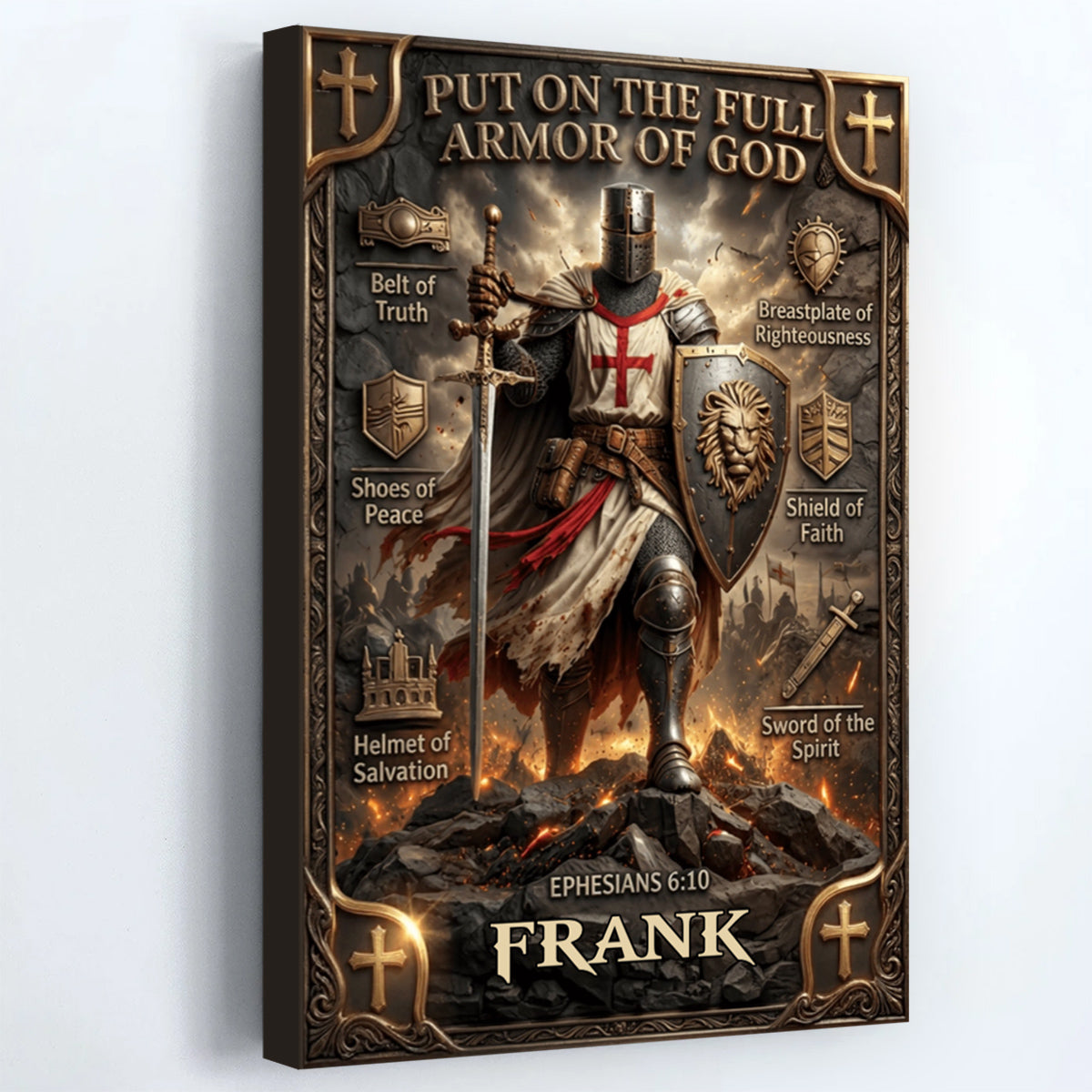 Custom Armor Of God Canvas for Dad with personalized design details for meaningful gifting