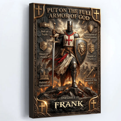 Custom Armor Of God Canvas for Dad with personalized design details for meaningful gifting