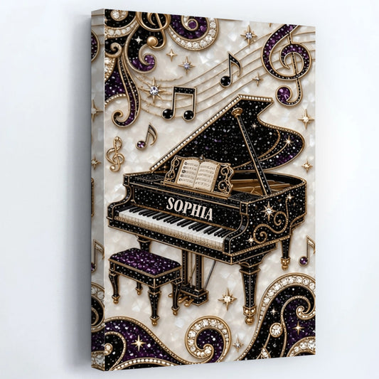 Personalized Piano Music Canvas for Daughter/Granddaughter with personalized design details for meaningful gifting