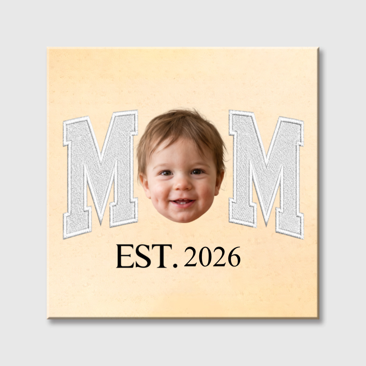 Custom Photo Face Square Canvas - Personalized Wall Art Gift for New Parents