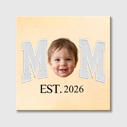 Custom Photo Face Square Canvas - Personalized Wall Art Gift for New Parents