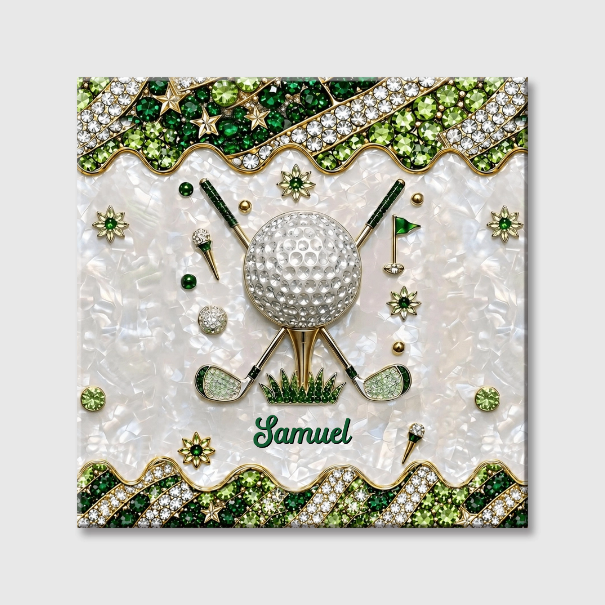 Enjoy Every Swing On The Green - Personalized Golf Ball And Clubs Square Canvas