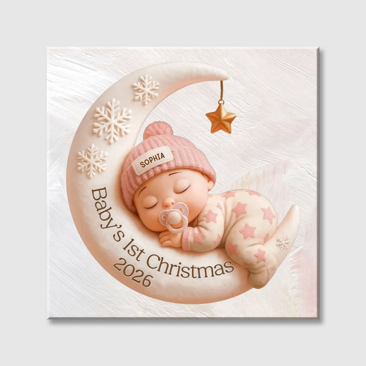 Custom Baby's 1St Christmas Moon Canvas personalization view for Kids/Babies