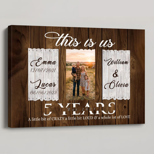 This Is Us Personalized 5 Year Anniversary Canvas / Poster - Custom Gift for Husband Wife