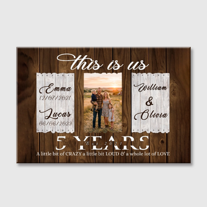 This Is Us Personalized 5 Year Anniversary Canvas / Poster - Custom Gift for Husband Wife
