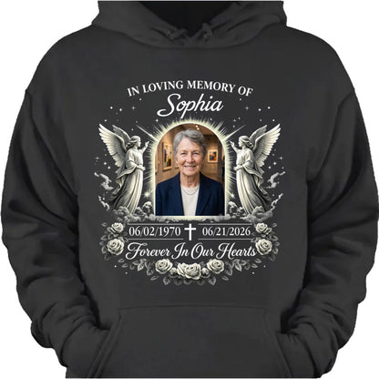 Custom memorial photo shirt with angel wings and cross in loving memory remembrance gift image 8