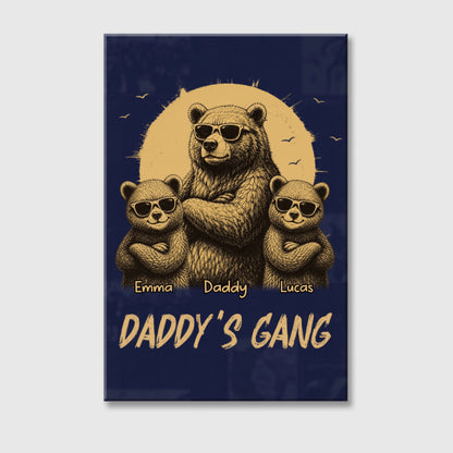 "Daddy's Gang" Personalized Bear Canvas / Poster - Custom Wall Art Gift for Dad & Grandpa