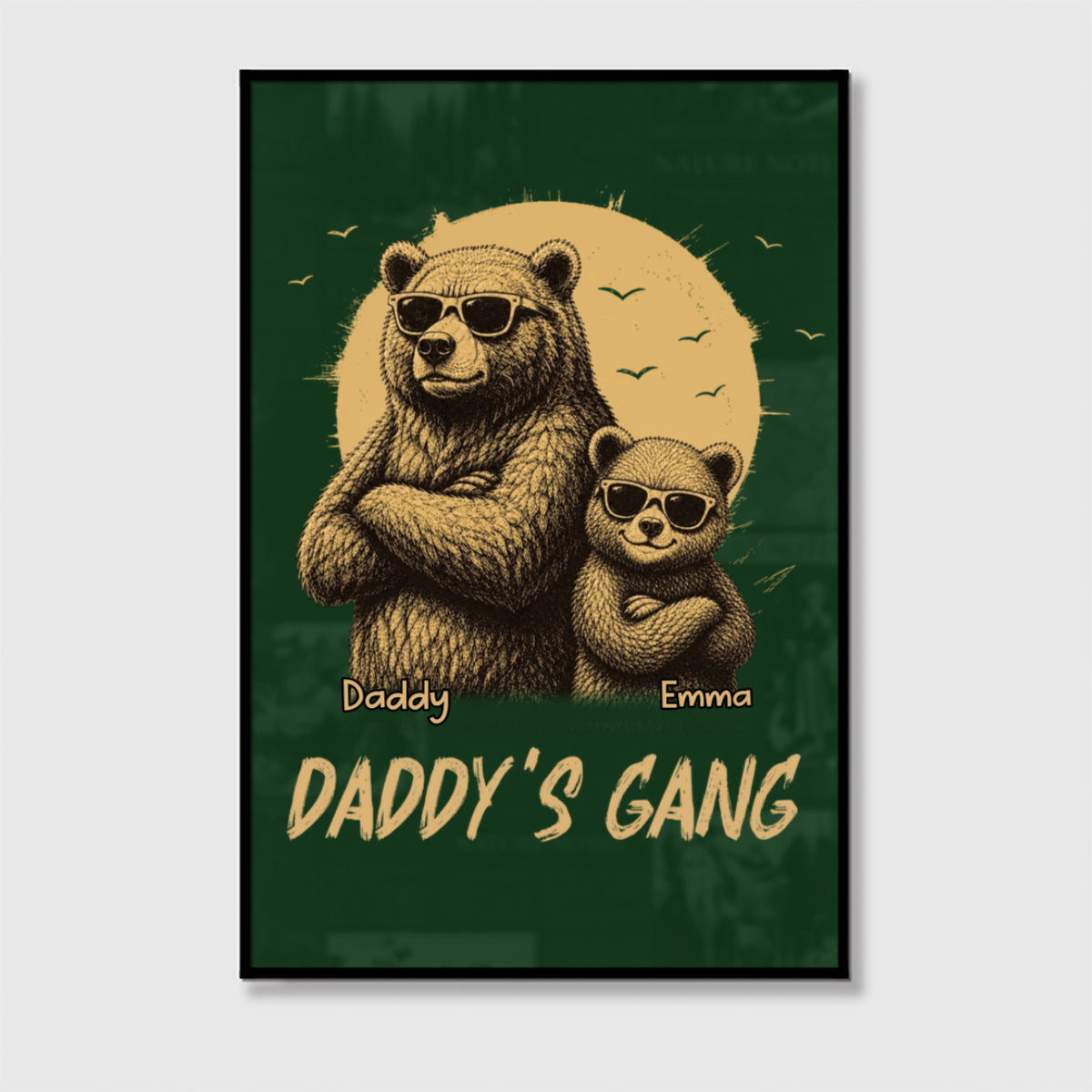 "Daddy's Gang" Personalized Bear Canvas / Poster - Custom Wall Art Gift for Dad & Grandpa