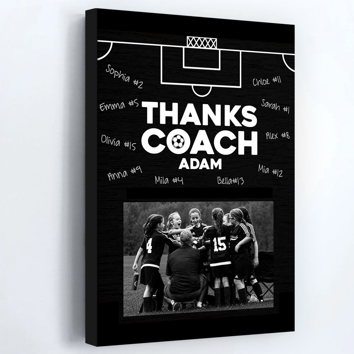 Custom Soccer Coach Canvas for Teacher with personalized design details for meaningful gifting