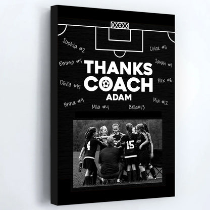 Custom Soccer Coach Canvas for Teacher with personalized design details for meaningful gifting